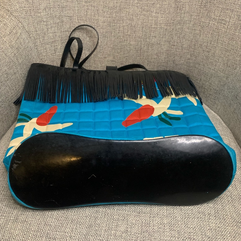 Chanel Hand Bag Light blue Canvas and Enamel Vintage Quilted Fringe Entrupy 1997 - Picture 12 of 17